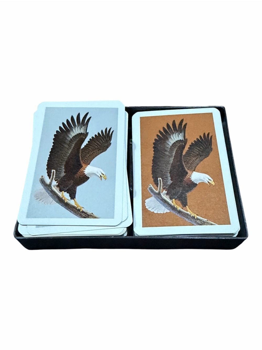 Vintage Playing Cards Set with Bald Eagle Design With Black Storage Case